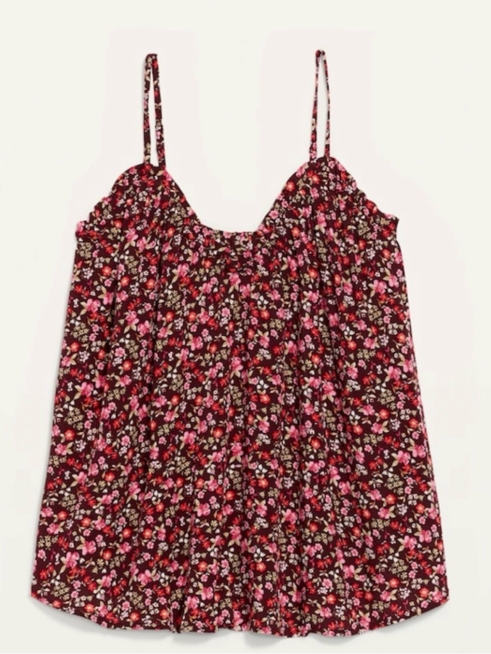 Floral Spaghetti Strap Cami Top with Ruffle Detail